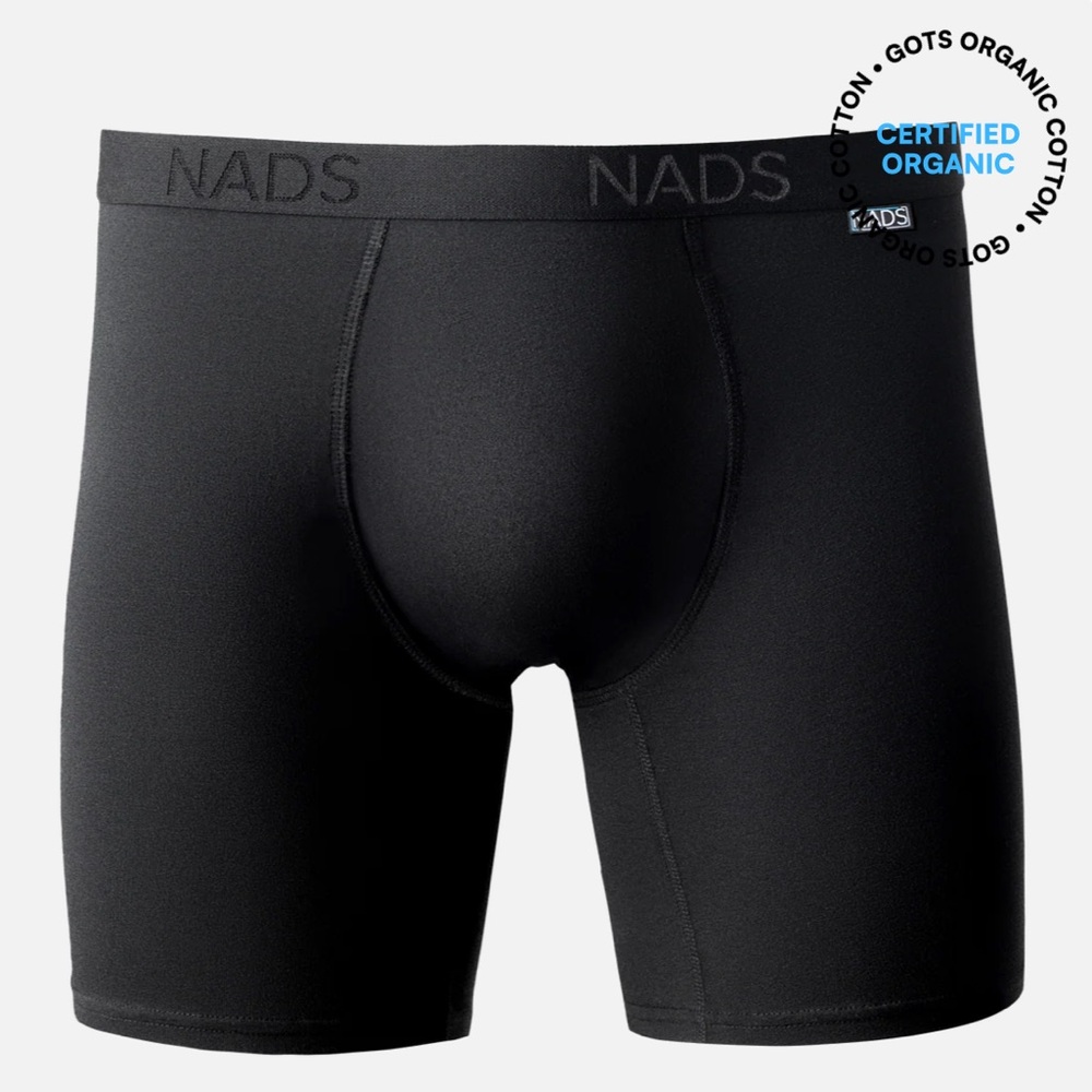 NADS ORGANIC COTTON COMPRESSION BOXER BRIEF, BLACK - XXL